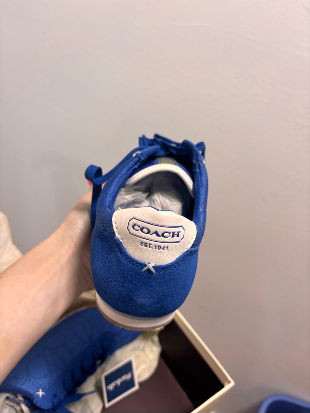 Coach Women's Royal Blue Lace-Up Signature Sneakers - Picture 3 of 4